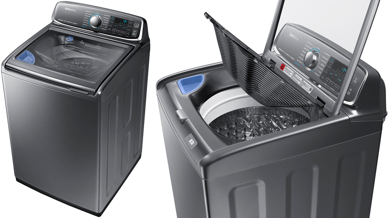 Illustration for article titled This Samsung Washer Has Its Own Built-in Sink For Pre-Treating Stains